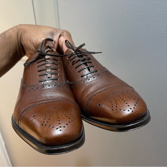 Salvatore Ferragamo Brown Pebble Leather Oxfords Sz 8 - Picture 6 of 12